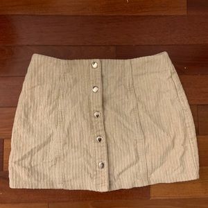 Tan Corduroy Botton Closure Mini Skirt
